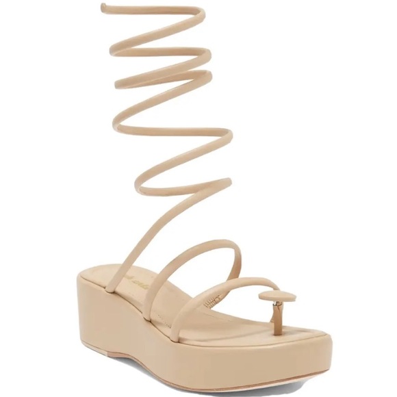 NIB Cult Gaia Alba Sand Leather Coil Wrap Platform Wedge Sandals Pumps 36 6 $498 - Picture 2 of 12